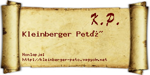 Kleinberger Pető névjegykártya